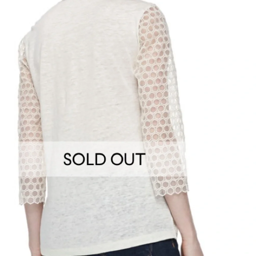 Tory Burch Tali-3/4-Sleeve Combo Honeycomb‎ Top Lace crochet blouse Top size XS
